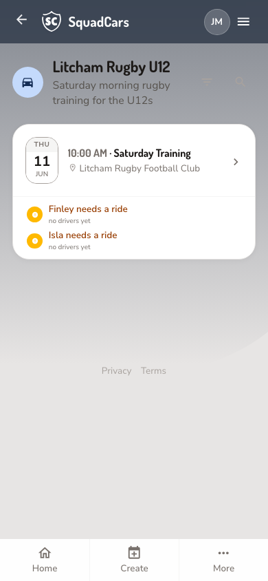 Events list