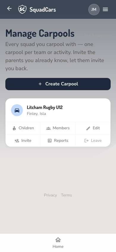 Manage carpools